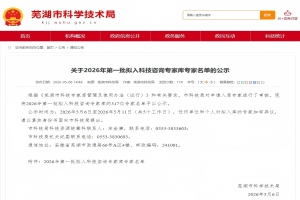 公司2位專家入庫蕪湖市科技咨詢專家庫名單